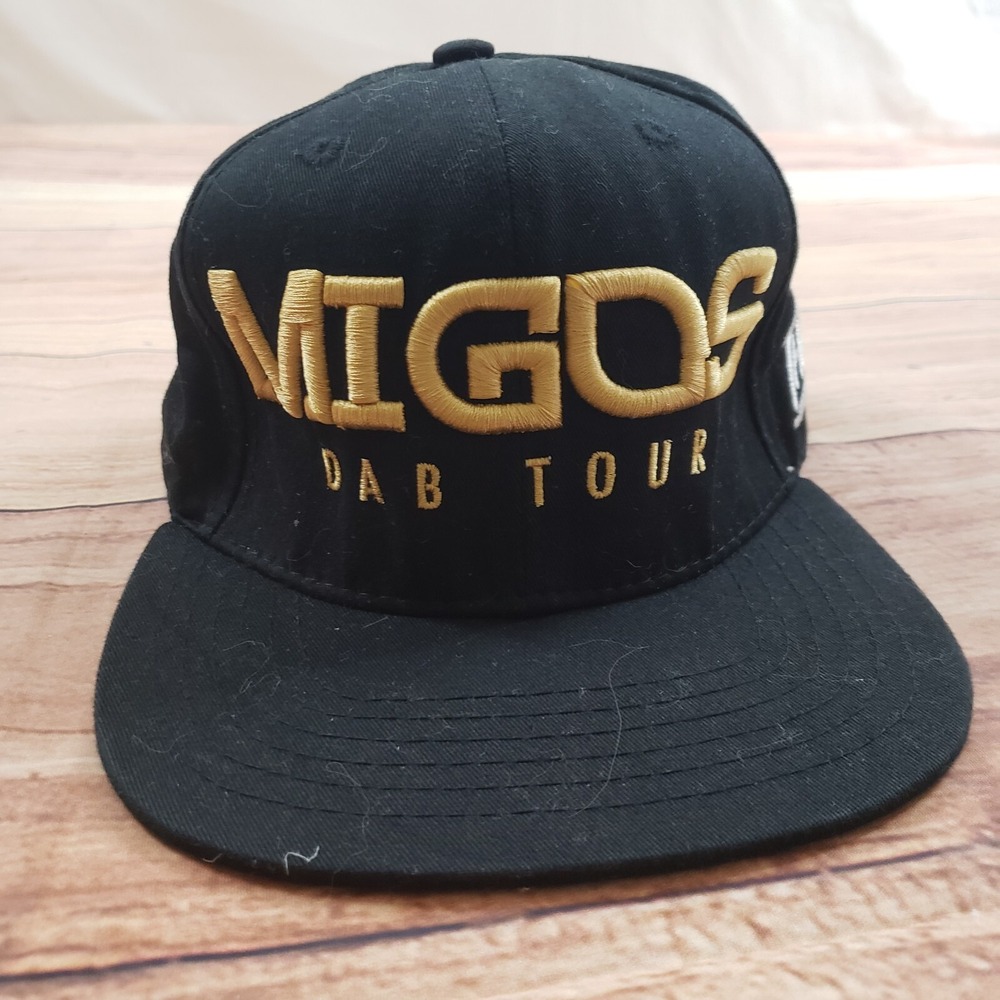 Migos Dab Tour Hat Cap Mens Black Gold Snap Back Offset Rap Quavo‎ Rapper Adult